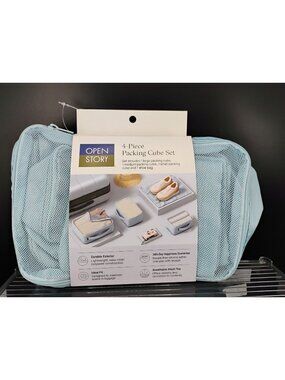 Open Story 4-Piece Light Blue Packing Cube Set Travel Organizer